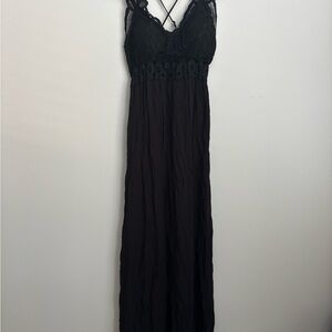 Pink Lily Black Spaghetti Strap Babydoll Maxi Dress